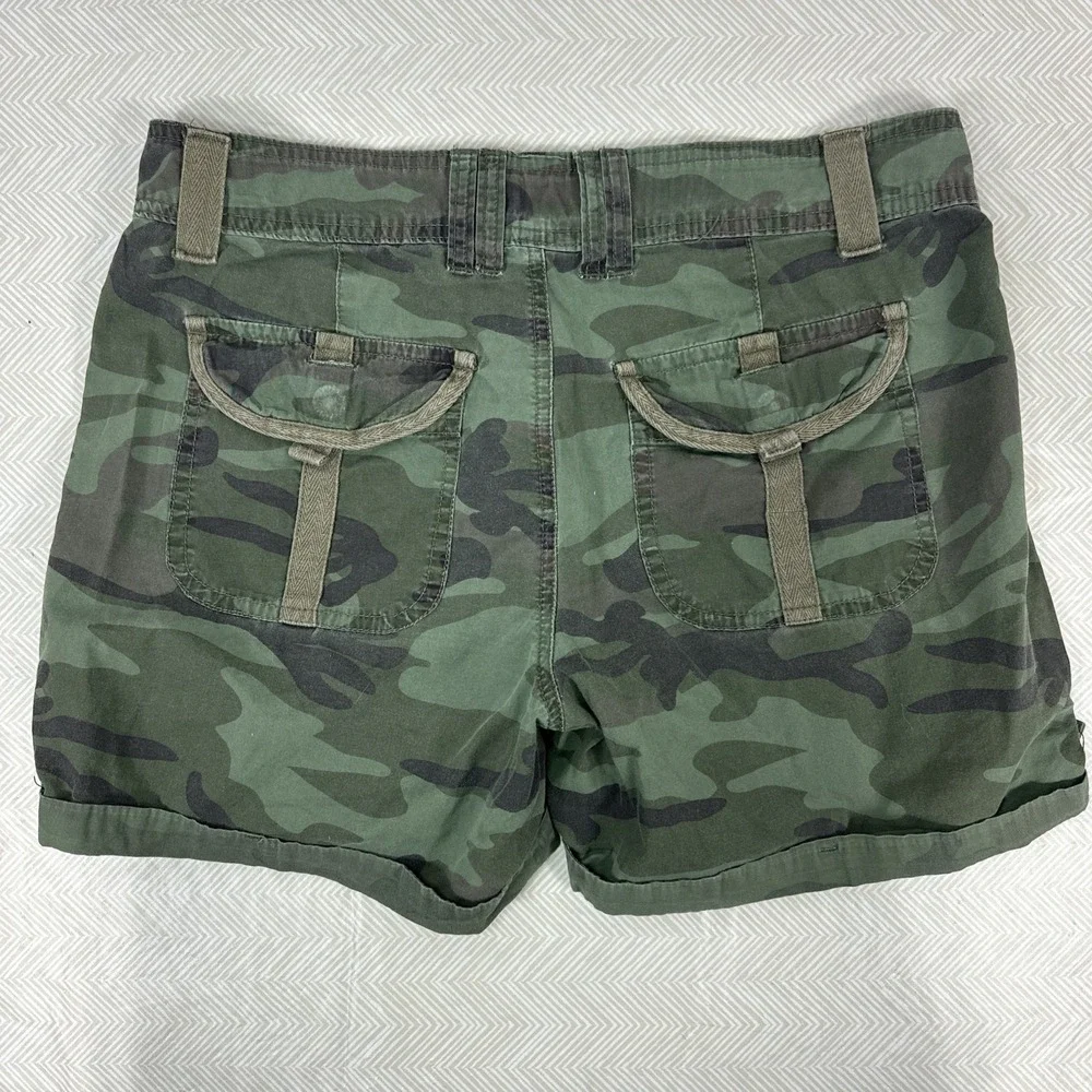 Earl Jean Camo Womens 4 Shorts ‎ Roll Tab Hem 100% cotton Lightweight Casual
